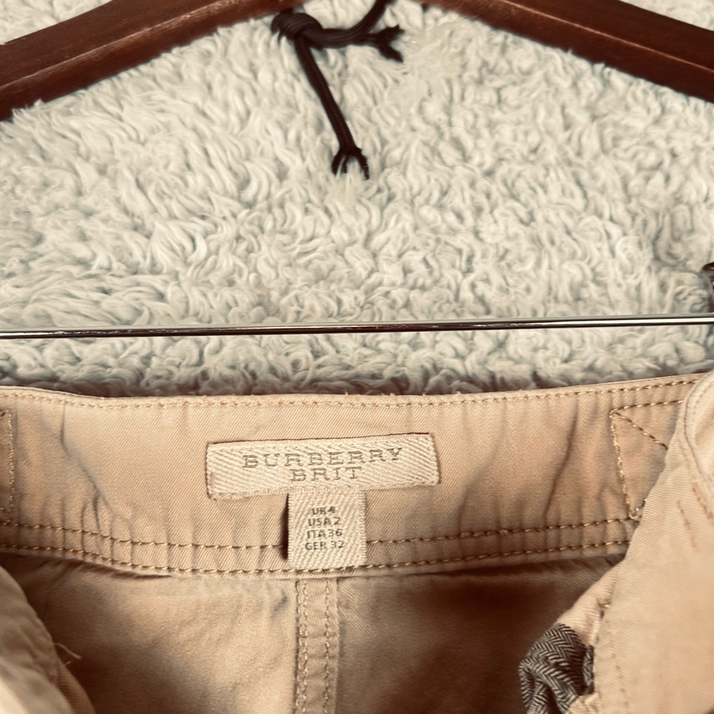 Burberry Brit Cotton Khaki Pleated Zip Fly Pants Size 2 - Picture 5 of 16